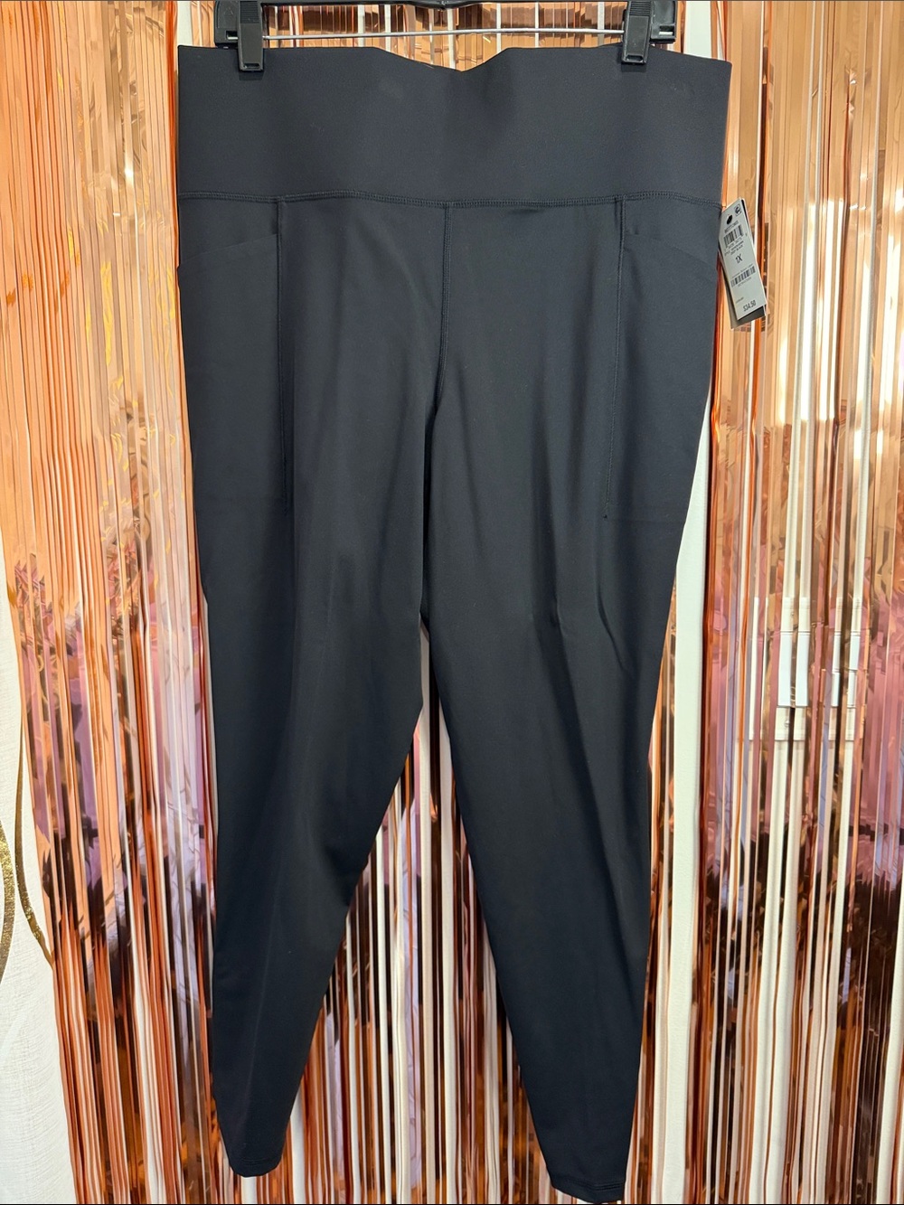 Ideology Black High-Rise V-Waist Leggings With Pockets NEW 1X